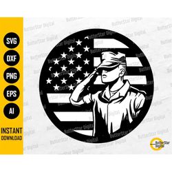 US Army Salute SVG | American Soldier Svg | Military War Hero Veteran USA Flag | Cricut Silhouette Printables Clipart Di