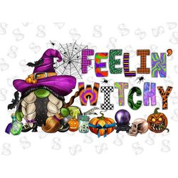 Feelin' Witchy Png Sublimation Design,Halloween Png,Feelin Witchy Png,Halloween Gnome Png,Feelin' Witchy Png,Halloween S