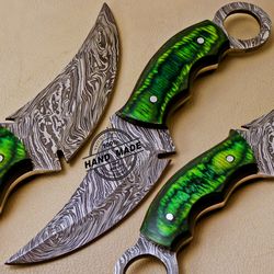 Damascus karambit Knife Custom Handmade Damascus Steel Camping Knife, Hunter Boy Gift, Gift for Men USA