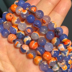 natural stone orange blue fire agates onyx round loose beads  /8/10mm diy bracelets necklace
