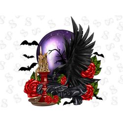 halloween crow with crystal ball png sublimation design, halloween png, crystal ball png, halloween vibes png, halloween