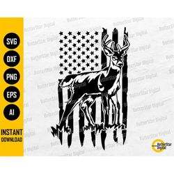 US Deer SVG | USA Deer Hunting Svg | Elk Svg | Distressed American Flag Svg | Cricut Cut Files Cameo | Clipart Vector Di