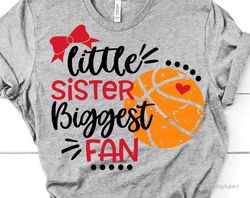 basketball sister svg, little sister biggest fan basketball svg, girl basketball shirt, heart on that court svg for cric