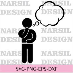 Thinking Clipart Svg, Thinking Svg Vector, Thinking Clip Art Svg, Thought Bubble Laser Svg, Thinking Svg Cut File, Think