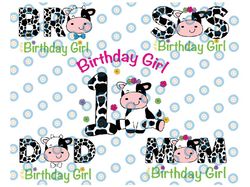 Personalized Family 1st Birthday Png, 1st Birthday  Png, Baby Cow Birthday Png, Family Farm Party Design, Instant Digita