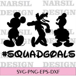 Squadgoals Mickey SVG & PNG, svg Download,  SVG for Silhouette, svg files for cricut, separated svg,  mickey svg, donald