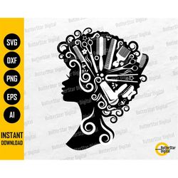 Curly Hair Style SVG | Hair Salon SVG | Hairdresser Hairstylist Barber Haircut Fashion | Cutting File Clipart Vector Dig