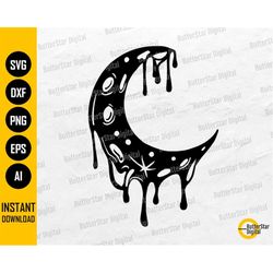 dripping moon svg | lunar svg | celestial decal t-shirt sticker vinyl graphics | cutting file cuttable clipart vector di