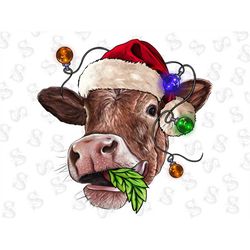 Christmas Cow Png Sublimation Png,Christmas Png, Cow Png,Light Png ,Animals Png ,Farm Cow Png, highland Cow Shirt,Love C