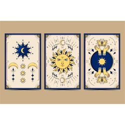 Hand Drawn Tarot Cards SVG Bundle Mystical Esoteric Tarot Deck Collection Cut files for Cricut Digital Download Commerci