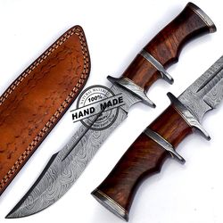 Damascus Skinner Knife Custom Handmade Damascus Steel Camping Knife Fixed Blade Knife, Hunter Boy Gift, Gift for Men USA