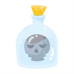 hand drawn poison bottle skull svg illustration halloween venom container clipart vector silhouette cut file for cricut