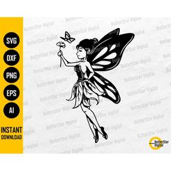 fairy with butterfly wings svg | magical svg | mystical t-shirt vinyl graphics | cricut cutting files clipart vector dig
