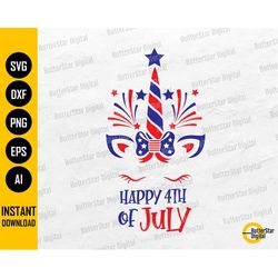 Happy 4th Of July Unicorn SVG | USA Svg | Independence Day SVG | America Svg | Cricut Silhouette Cameo Clipart Vector Di