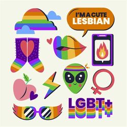 LGTBQIAP Hand Drawn Stickers SVG Bundle LGBT Lesbian Gay Bi Trans Pride Sticker Pack Clipart Silhouette Svg Files for Cr