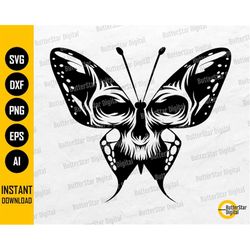Skull Face Butterfly SVG | Skeleton SVG | Gothic Decal Shirt Graphic Sticker Tattoo | Cricut Cut Files Clipart Vector Di