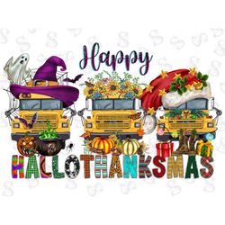 Happy Hallothanksmas School Bus PNG, School Clipart, Fall PNG, Halloween , Christmas PNG, Western Png, Instant Download,