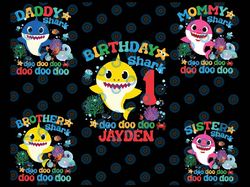 Personalized Birthday Shark Birthday Boy Or Girl Png,  Matching Family Popular Birthday Png Customized Any Names/Ages/Co