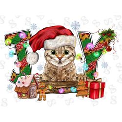 Joy Cat Png Sublimation Design,Christmas Cute Cat,Merry Christmas Png,Christmas Animals,Christmas Joy,Christmas Clipart,