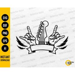 Rock And Roll Music SVG | Guitar SVG | Rocker T-Shirt Decal Sticker Label Monogram | Cricut Printable Clip Art Vector Di