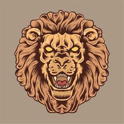Hand Drawn Angry Lion Head SVG illustration Spooky Wildcat Clipart Nature Beast Leo Vector Silhouette Cut files for Cric