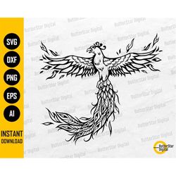 phoenix svg | bird svg | wings svg | mythical animal shirt vinyl graphics | cricut silhouette cut file clipart vector di