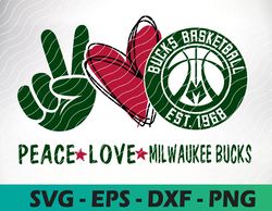 Peace Love Milwaukee Bucks svg, Basketball Team SVG,Houston Rockets svg, N B A Teams Svg, N B A Svg, Instant Download