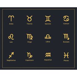 Hand Drawn Minimalist Zodiac Signs SVG Bundle Horoscope Elemenets Clipart Set Astrology Vector Silhouette Cut files for