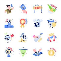 hand drawn qatar world cup football stickers svg bundle soccer flat icon elements set vector silhouette cut file for cri