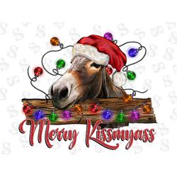 Merry Kissmyass Christmas Donkey Png Sublimation Design, Christmas Donkey Png, Christmas Animal Png, Merry Christmas Png
