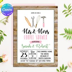 His and Hers invitation, His and Hers Bridal Shower Invitation, Bridal Shower Invitation, Bridal Shower Party Invitation