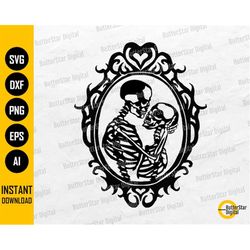 Skeleton Lovers Frame SVG | Dead Love SVG | Romantic Decal Shirt Wall Art Tattoo | Cut File Printables Clipart Vector Di