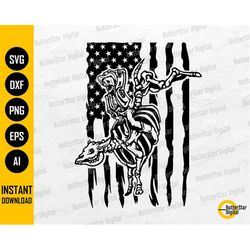 US Rodeo Skeleton SVG | American Bull Rider SVG | Cowboy T-Shirt Decal Sticker | Cricut Cutting Files Clip Art Vector Di