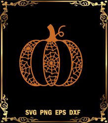 Silhouette Pumpkin With Web Halloween SVG, Silhouette Pumpkin SVG, Slogan Halloween SVG