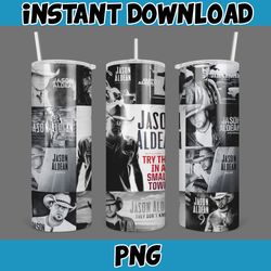 Jason Aldean Try that in a small town 20oz skinny tumbler wrap, PNG Digital Print, Sublimation, Instant download (1)