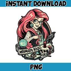 Punk Princess PNG, Rock Princess PNG, Mermaid PNG, Cartoon Design Sublimation, Printable Mug Instant Download (2)