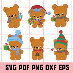 Christmas Bears Svg, Christmas Bears Clipart, Christmas Bears Digital Clipart, Christmas Svg, Christmas Clipart