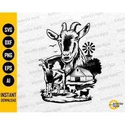 Farm Goat SVG | Farmhouse SVG | Animal Decal Graphics Illustration T-Shirt | Cricut Cut File Printable Clipart Vector Di