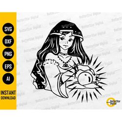Cute Fortune Teller SVG | Crystal Ball SVG | Gothic Shirt Vinyl Graphics | Cricut Silhouette Cameo Printable Clip Art Di