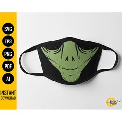 Alien Face Mask SVG | Extraterrestrial Facemask | Space Man Mouth Cover | Cricut Cutting File Clipart Vector Digital Dow