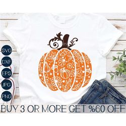 Pumpkin SVG, Fall SVG, Halloween SVG, Thanksgiving Svg, Swirly Pumpkin Png, Wild Flowers, Files for Cricut, Sublimation