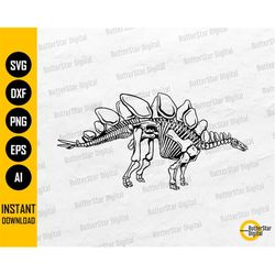 Stegosaurus Skeleton SVG | Dinosaur With Spikes SVG | Prehistoric Animal SVG | Cricut Silhouette Cameo Clipart Vector Di