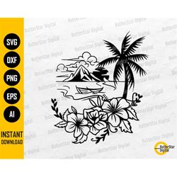 Floral Ocean SVG | Boat SVG | Sea SVG | Summer T-Shirt Vinyl Decal Sticker | Cricut Silhouette Cutfile Clipart Vector Di