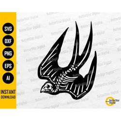 Swallow Skeleton SVG | Sparrow SVG | Flying Bird Svg | Cricut Cut Files CNC Cameo Printables Clip Art Vector Digital Dow