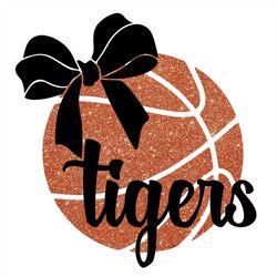 tigers basketball bow glitter and no glitter svg/png