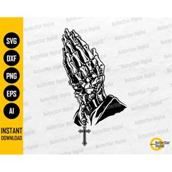 Praying Skeleton Hands With Rosary SVG | Cross SVG | Prayer Pray Jesus Christ | Cricut Cutting File | Clipart Vector Dig