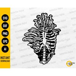 Mushroom Ribcage SVG | Rib Cage SVG | Skeleton SVG T-Shirt Vinyl Stencil Tattoo | Cricut Cutting Files Clipart Vector Di