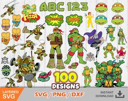 Ninja Turtles 100 Clip Arts bundle And Alphabet, Ninja Turtles svg cut files for Cricut