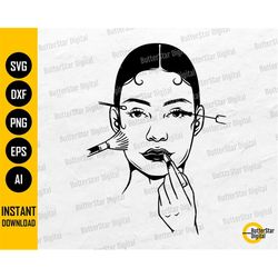 Makeup Girl SVG | Pretty Woman SVG | Eyelashes SVG | Lipstick Svg | Eyebrows Svg | Cricut Cutting File Clipart Vector Di
