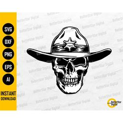 Skull Sheriff SVG | Cowboy Law Officer Western Outlaw County Jail Bandit Justice | Cut Files Cuttable Clip Art Vector Di